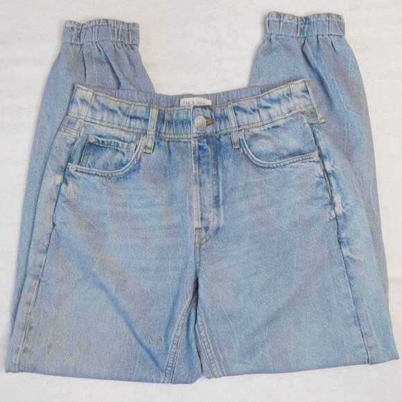 Rag & Bone Denim Print Joggers Sweatpants Jeans | Faux Denim | Lt Wash | EUC | S - Picture 1 of 10